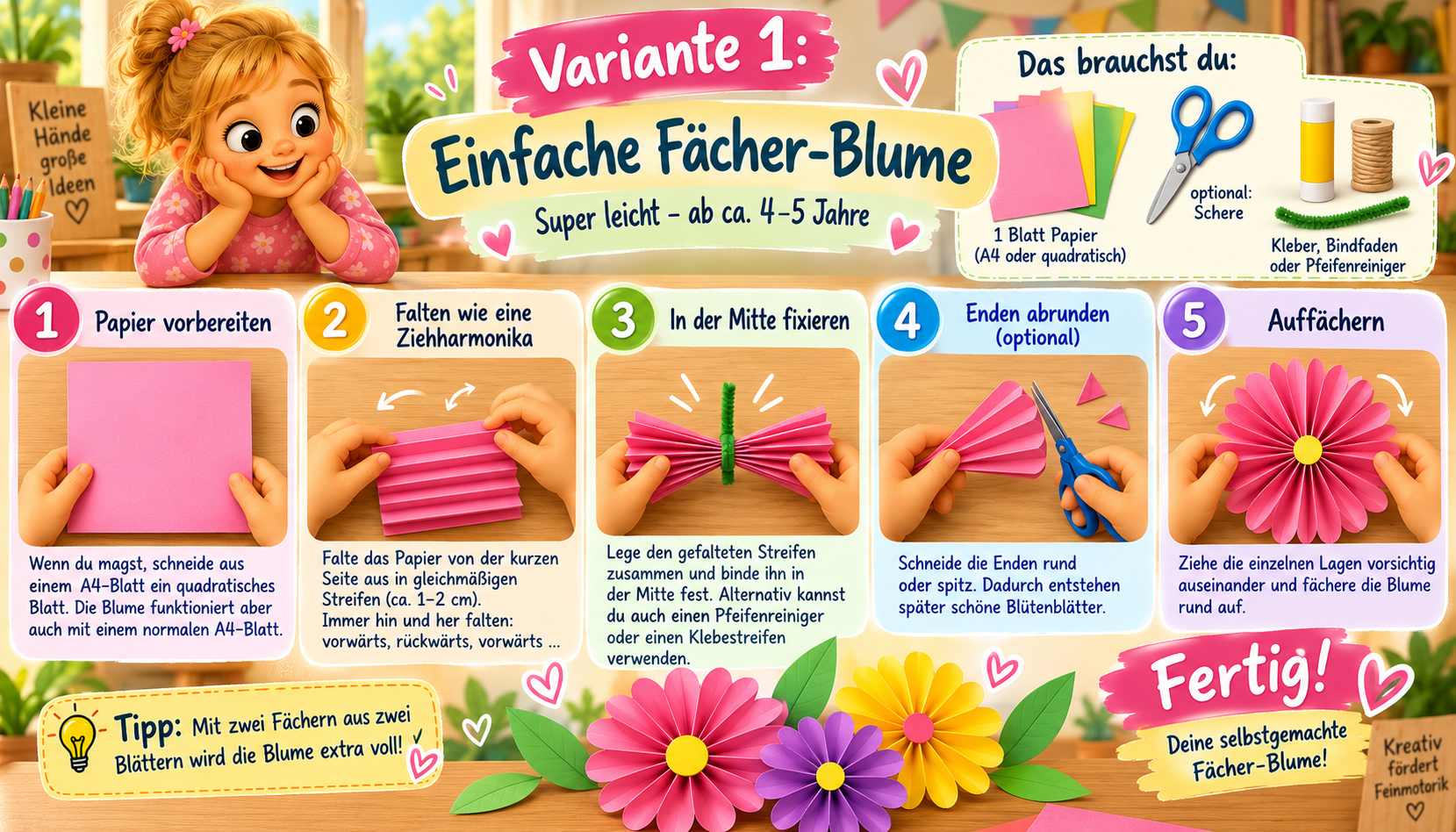 Anleitung Variante 1 Papierblume
