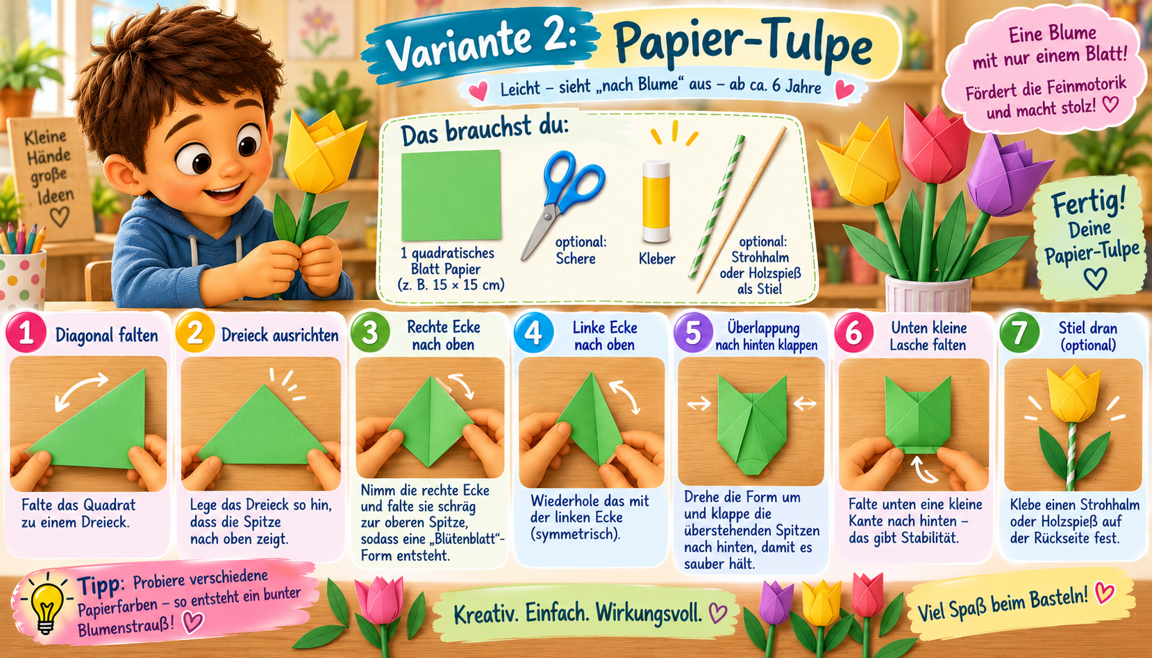 Anleitung Variante 2 Papierblume