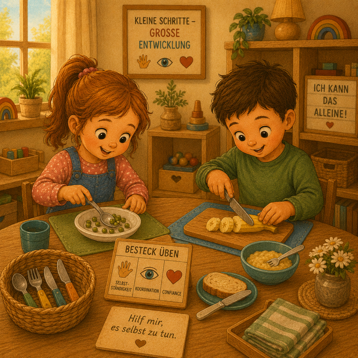 🍽️ Selbstständig essen lernen mit Montessori-Besteckübungen